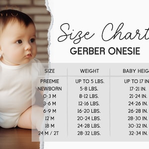 Gerber Onesie Size Chart, Gerber Baby Mockup, Baby Onesie Mockup, Size Chart Bundle, Boho Baby Mockup, Toddler Kids Size Chart