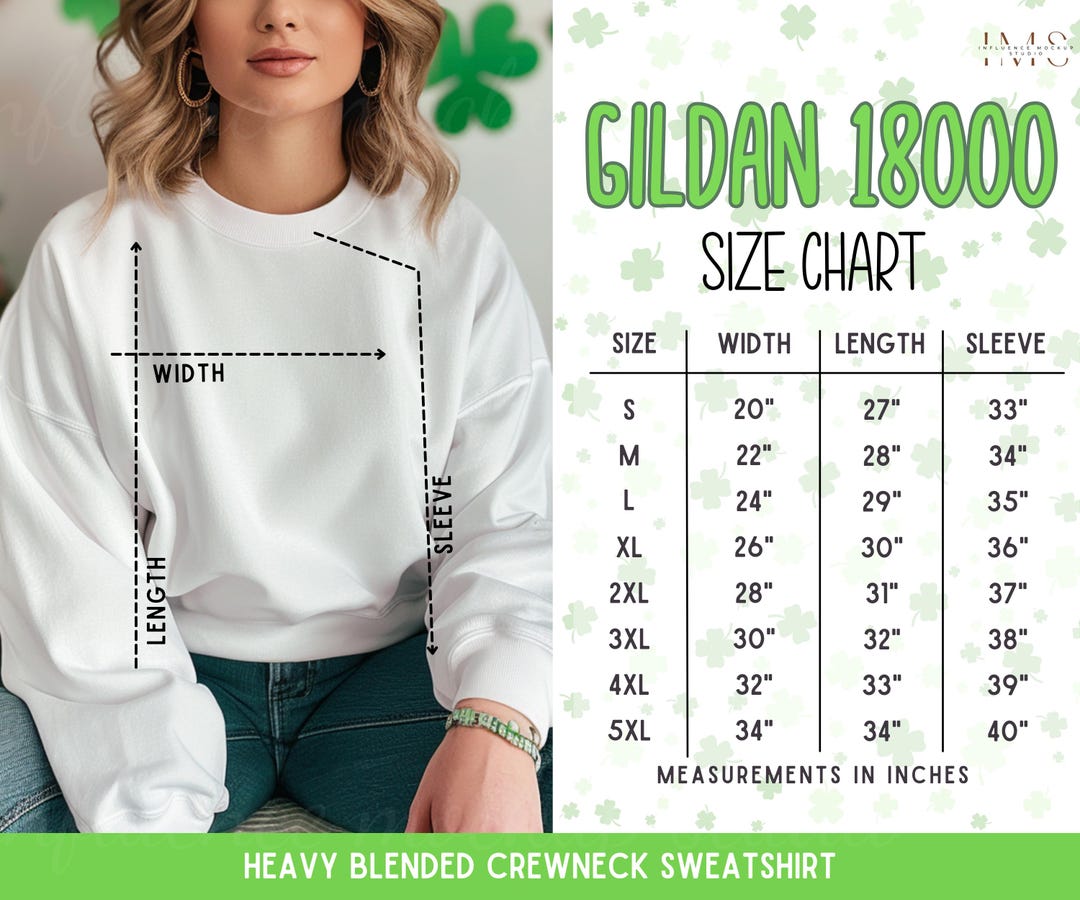 St. Patricks Day Gildan 18000 Size Chart, Gildan Sweatshirt Size Chart ...