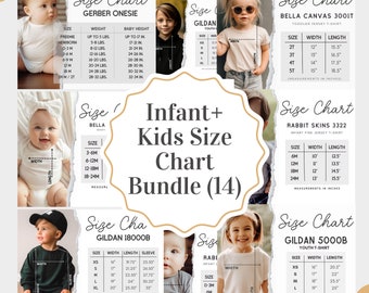 Kids Size Chart Mockup Bundle, 18500B Size Chart, Bella Canvas 3001Y, Bella Canvas 3001t, Baby and Toddler Kids Size Chart, Youth Size Chart