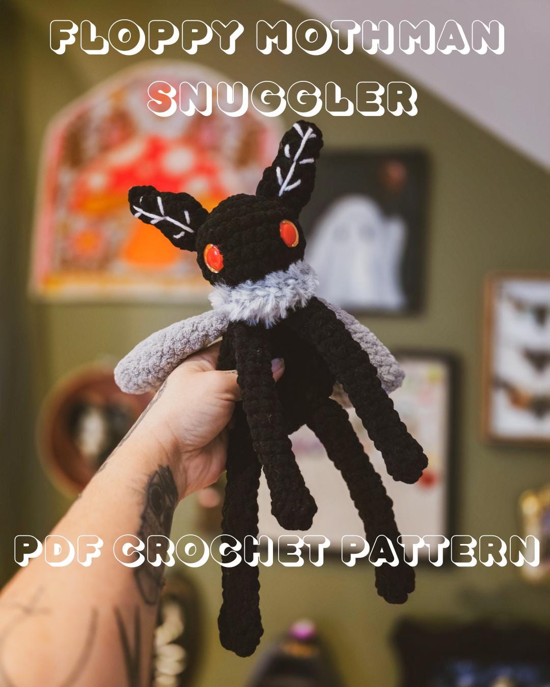 30 Mothman Crochet Patterns for Cute, Creepy, and Display-Worthy Makes 34 Floppy Mothman Lovey Pattern