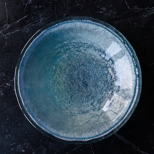 Large Turquoise Glass Bowl (38 cm) - Handcrafted Large Glass Bowl | Elegant Table Decor | Housewarming Gift | Fruit Bowl |Colored Glass Bowl