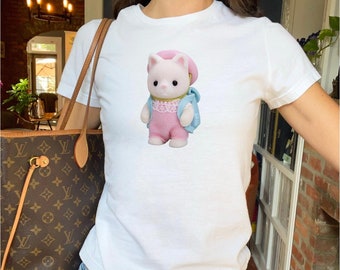 Camiseta infantil con estampado de animales - Camiseta ajustada con estética Y2K