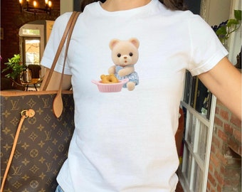 Critters Graphic Fitted Tee, Y2K Aesthetic, Personalized