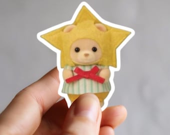 Pegatina de vinilo navideña de Calico Critters - Para portátil, botella de agua, cuaderno