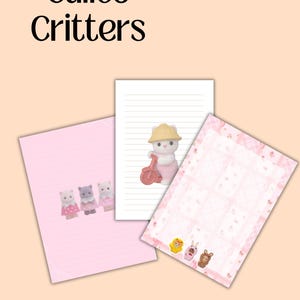 Calico Critter Stationary Calico Critter Scrapbook Notebook Sylvanian  Paper Instant Digital Download