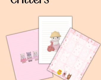 Conjunto de papelaria imprimível Calico Critters (Download digital)