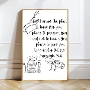 Graduation Bible Verse Graduation Party Sign Graduation Decorations Jeremiah 29:11 Scripture Graduation Gift Grad Bible Verse Grad Table