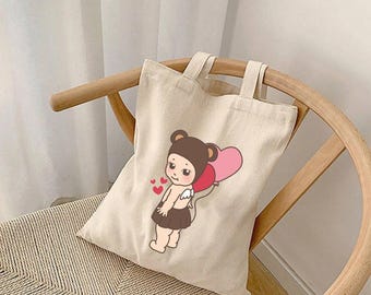 Sonny Baby Angel Cotton Canvas Tote Bag Coquette Tote Bag Valentines Cotton Tote Bag Cute Tote Bag Sonny Baby Gift Angel Baby Gift Tote Bag