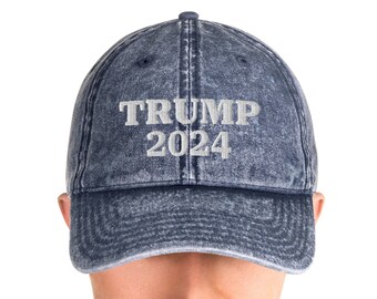 Casquette vintage Trump 2024 brodée MAGA Take America Back chapeau en sergé de coton cadeau pour républicain