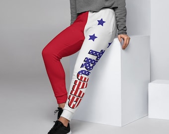 Women's Donald Trump 2024 Joggers MAGA Red White and Blue Sweatpants