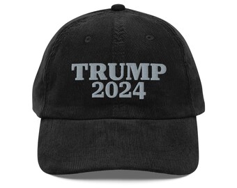 Casquette vintage en velours côtelé Trump 2024 brodée cadeau chapeau MAGA Take America pour républicain