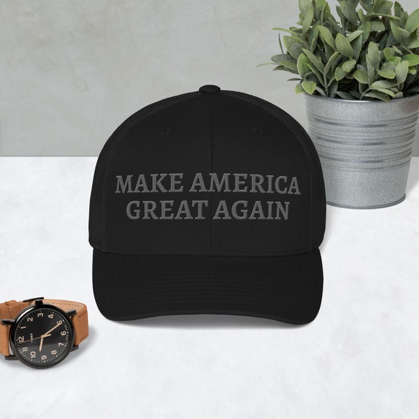 47 USA Flag Embroidered Trucker Hat – Support President Snapback Cap, Unisex Fit