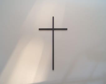 Modern Slim Wall Cross Black, Carbon Grey, Gold, Bronze, White, Exquisite Precision Finished Handmade Solid Stainless Steel.