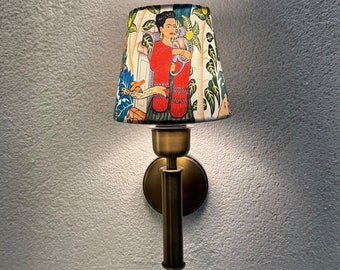 Frida Wall Sconce, Patterned Cotton fabric wall lamp, sconce, Classic Sconce, Wall lighting
