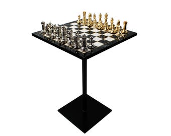 1 of 15 Designer Art Luxury Chess Table Coffee Side Table | handcrafted exclusiv minimalistic artwork (Limited to 15 pieces worldwide)
