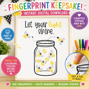 Let Your Light Shine – Firefly Fingerprint Craft | Christian Kids Activity (Digital Download)