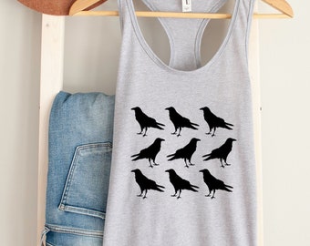 クロウズ・ハブ・アイズ レディース レーサーバックタンクトップ クロウ タンクトップ ナチュラル シャツ 夏服 レイヴン シャツ 魔女 シャツ ゴシック ガール ナチュラル