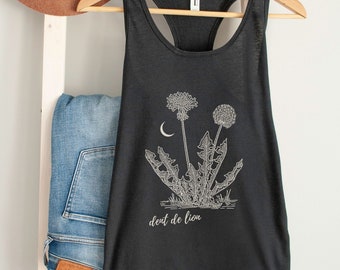 Dandelion regata feminina racerback para mulheres, regata de treino, yoga, herbalista, cottage, núcleo, design da natureza, regata