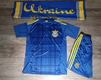 Ukraine handmade Ukrainian colors blue yellow men's sports football uniform kit shorts shirt jersey knitwear size S-2XL personal printing