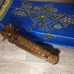 Ukraine handmade souvenir mace on a stand / vintage style mace of Ukrainian hetman's rulers / Zaporizhian mace for Cossacks XVI-XVIII 43 cm