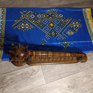 Ukraine handmade souvenir mace on a stand / vintage style mace of Ukrainian hetman's rulers / Zaporizhian mace for Cossacks XVI-XVIII 50 cm