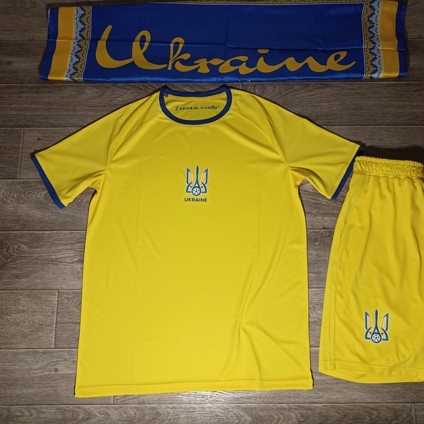 Ukraine handmade Ukrainian colors blue yellow men's sports soccer summer thin uniform kit shorts shirt jersey size XS-3XL personal printing