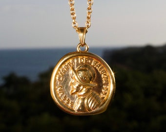 Gold Medallion Necklace, Pendant Necklace, Gold Coin Necklace, VENAO NECKLACE