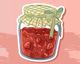 Cottagecore Erdbeermarmelade Aufkleber: Food Journal Aufkleber, 5cm