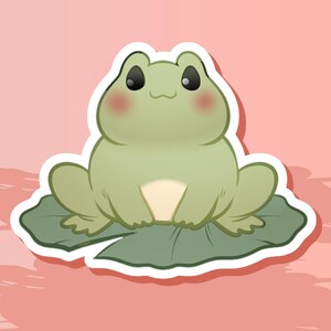 COTTAGECORE Sticker grenouille sur nénuphar, animal de la forêt mignon pour journal et bouteille d'eau, 2 po.