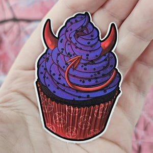 Adesivo in vinile per cupcake "I Love Demons" - 2,5"