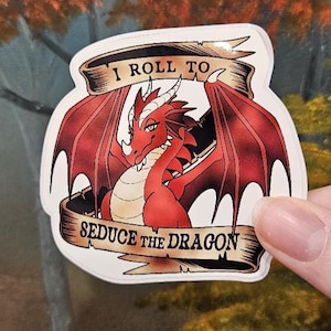 I Roll to Seduce the Dragon, 3" D&D Decal Sticker