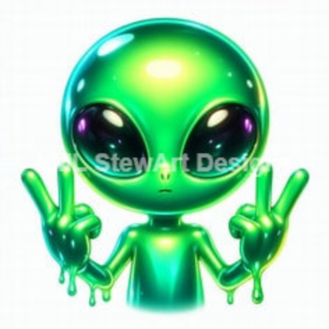 Alien Peace PNG Printable Digital Art Instant Download Print Product ...