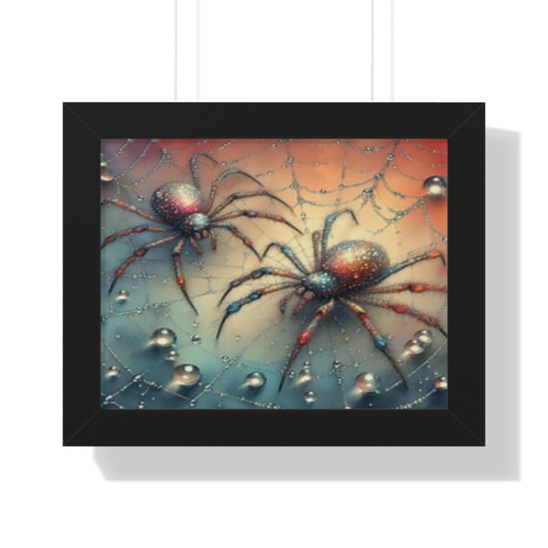 Spiders in Web / Spider Framed Horizontal Poster / Spider Art / Spider ...