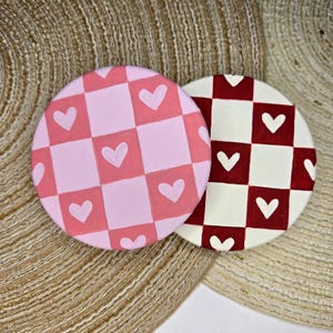 Checkered Heart Painted Coasters
