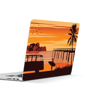 Sunset Surf Retreat Laptop Skin: UNIVERSAL Laptop Skin, Full Coverage Protective Skin, Vivid Vibes, Surf Laptop Skin, Beach Sunset Skin