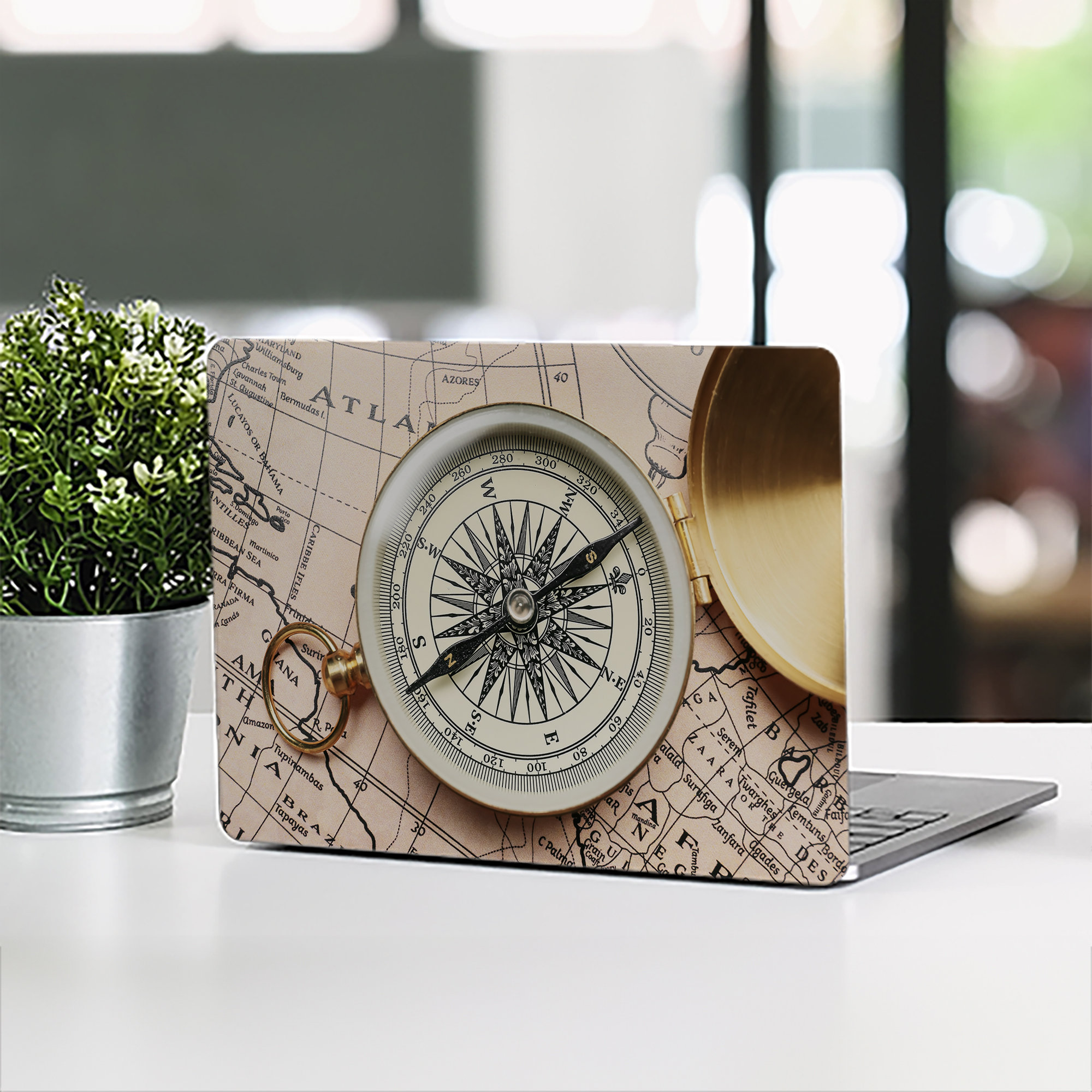Compass Card Skin Explorer's Compass Laptop Skin: UNIVERSAL Laptop Skin, Full Coverage ...