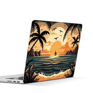 Escape to paradise Laptop Skin: UNIVERSAL Laptop Skin, Full Coverage Protective Skin, Vivid Vibes, Tropical Laptop Skin, Sunset Sailing Skin