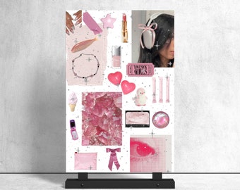 Pink Girly Collage Poster, Trendy Pink Aesthetic, Pretty in Pink, Fashion Girlies, Preppy Collage, Dorm Poster, Room Poster, Wall Art