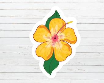 CMI Hibiscus Flower Decal Sticker – “Life Is Beautiful” Vinyl Decal, White, 5.5x4.9 Inches