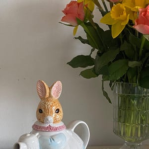 Vintage spring Cottage core Collectable Teapot bunny mrs rabbit antique porcelain gift England tea party cotswold easter collection salder