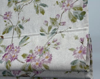 Custom Cotton Roman Shade with Floral Bird Print – Made to Measure Window Treatment for Kitchen, Bathroom, or Bedroom