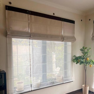 Custom Double Layer Roman Shade – Sheer and Solid Fabric – Minimalist Window Treatment – Living Room Roman Blinds – Home Decor Gift