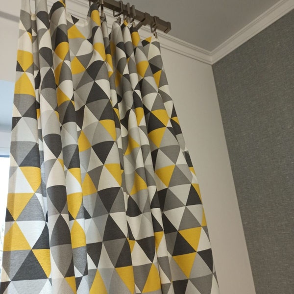 Custom Curtains Yellow Geometric Curtains Window Treatment Long Colorful Curtains Bedroom Window Blind Living Room Gift Home Decor Patterned