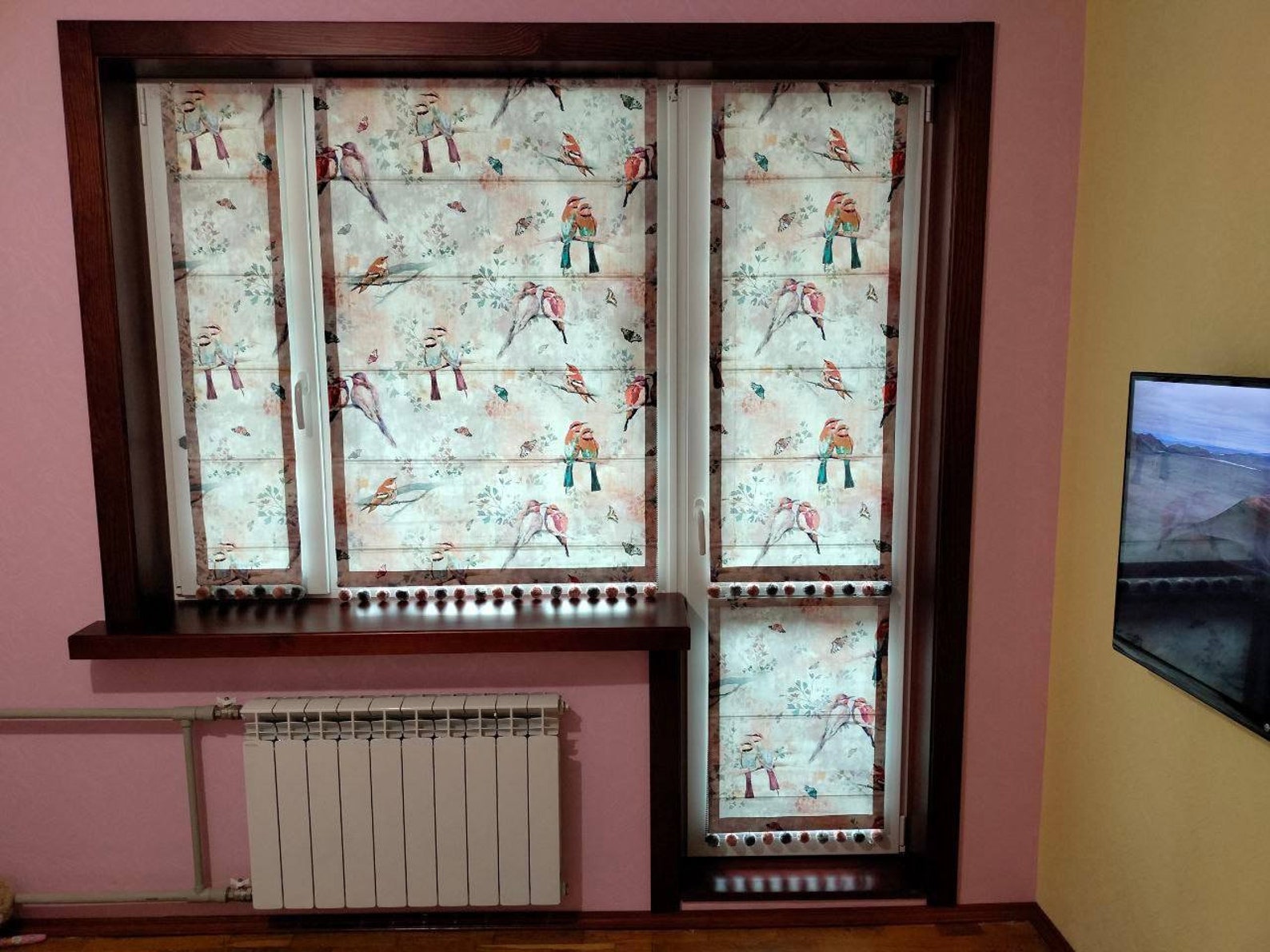 Picture of Roman Blind Housewarming Gift Bird Curtains Botanical Print Relaxed ...