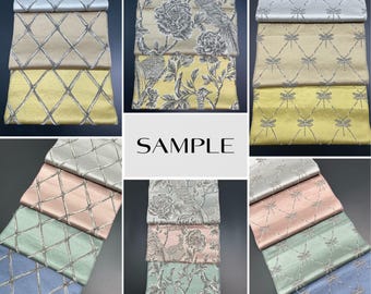 Embroidered Fabric Sample Collection – Floral, Geometric, Bird & Dragonfly | For Curtains, Roman Shades – Living Room, Bedroom Decor
