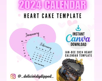 Calendar Heart Cake Template