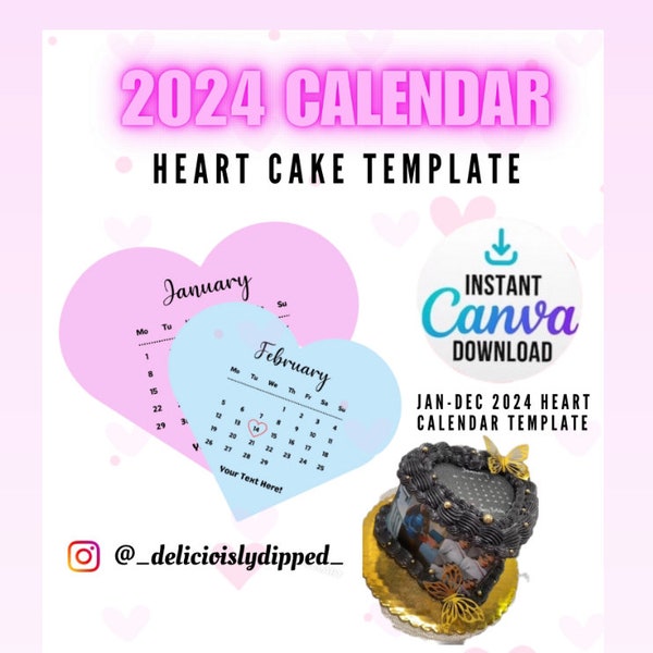 Calendar Heart Cake Template