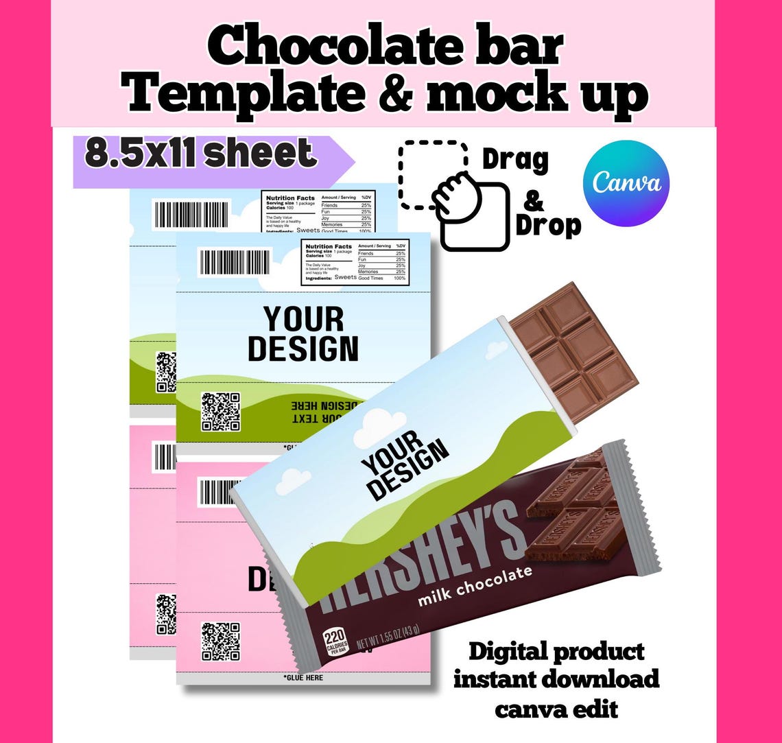 Editable 1.55 Oz Chocolate Bar Wrapper | DIY Candy Bar Label ...