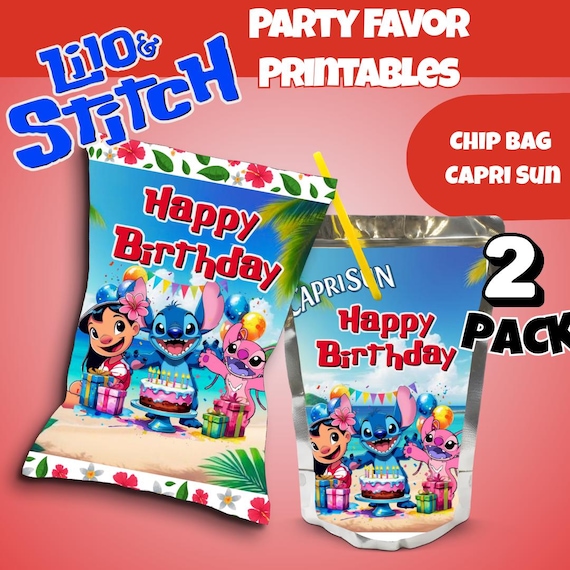 Lilo and Stitch Birthday Party Pack, Chip Bag and Capri Sun Wrappers (Digital Download)