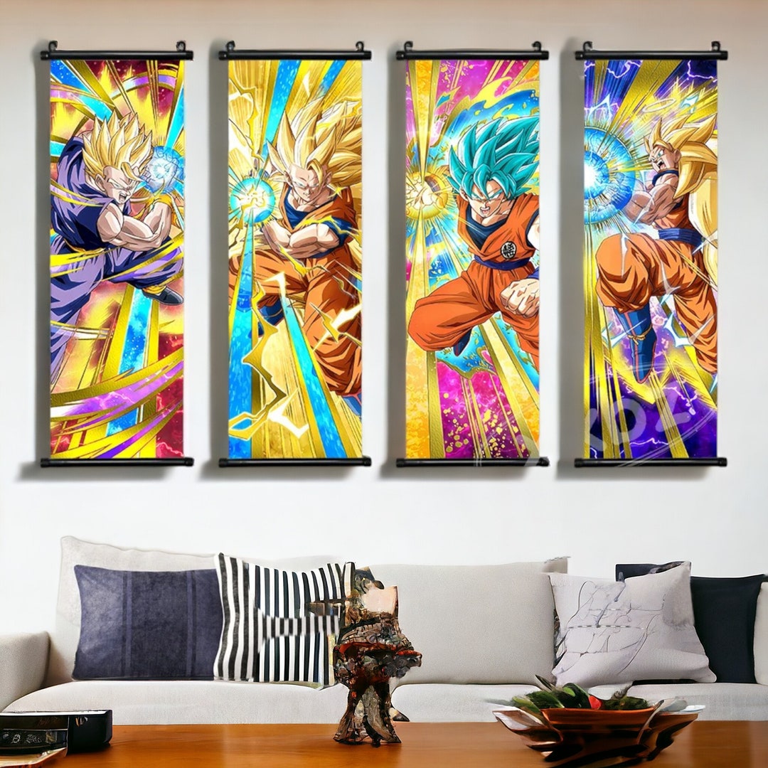 Dragon Ball Z Home Decor Goku Super Saiyan Mural Gohan Wall Art Anime ...